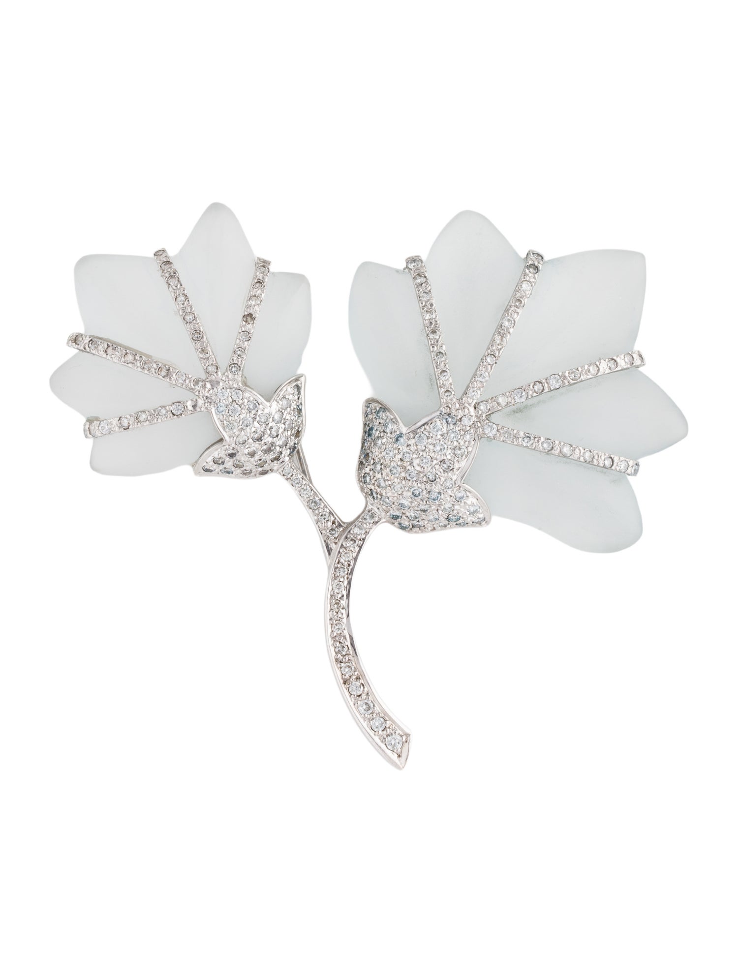 Brooch 18K 1.49ctw Diamond & Quartz Pin Brooch